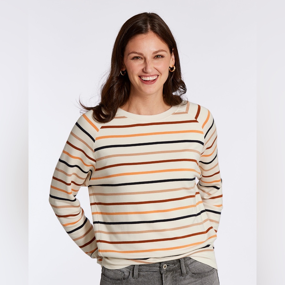 Thread & Supply Striped Long Sleeve Tee - White, Blue, Red, Tan